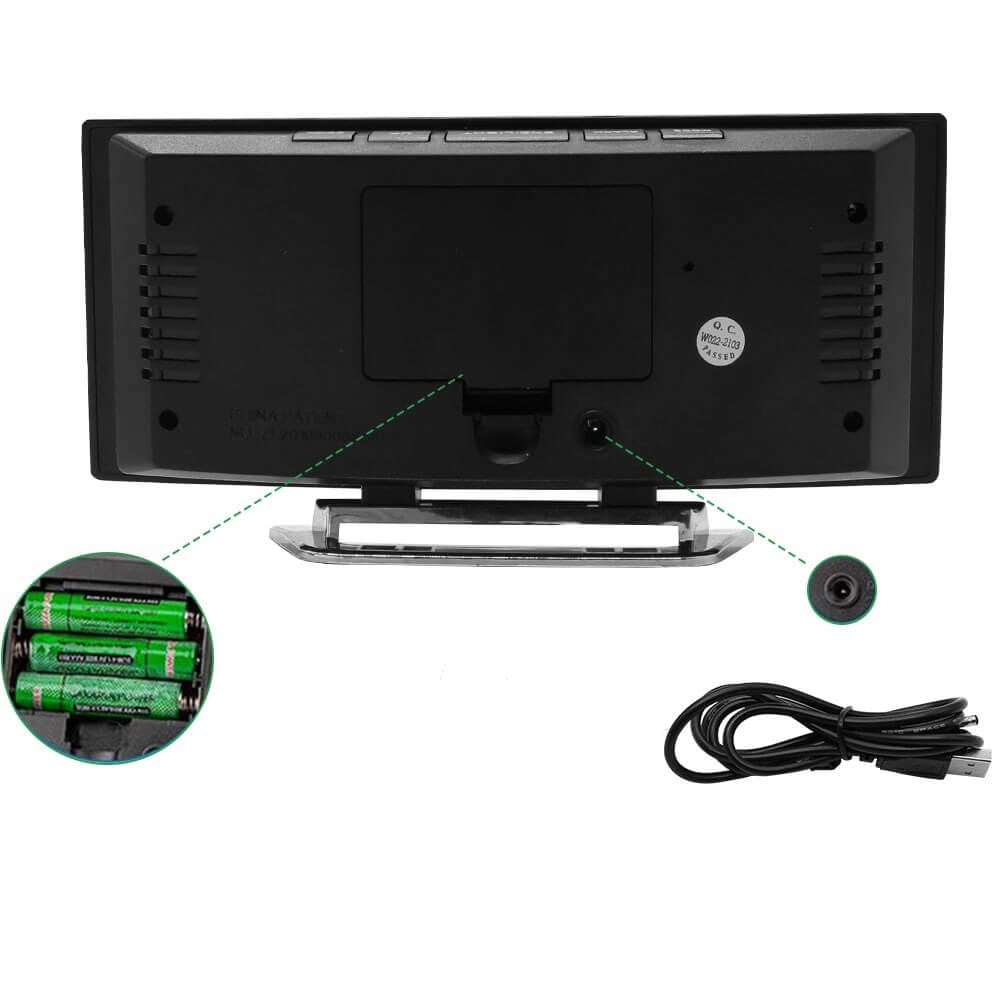 Curved LED Digital Alarm Clock with Modern Design - LumiCurve-Red-Nora Luxe