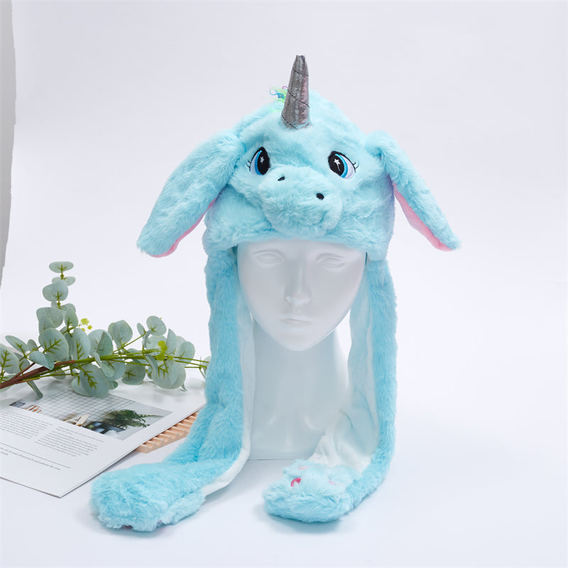 Cute Hat with Moving Ears - BunnyBounce Hat-Blue Unicorn-Nora Luxe