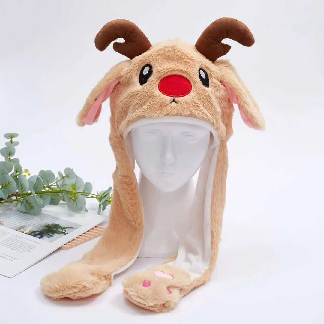 Cute Hat with Moving Ears - BunnyBounce Hat-Christmas Deer-Nora Luxe
