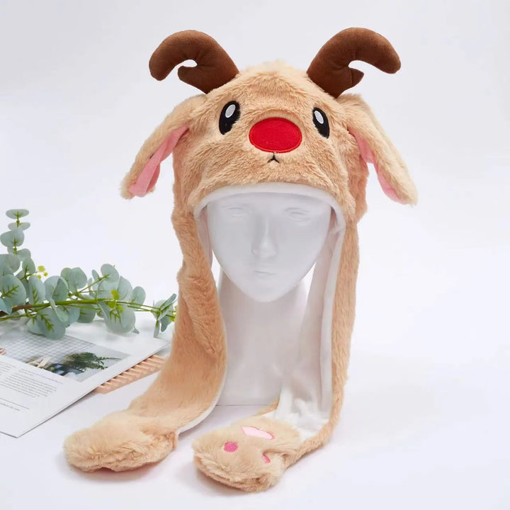Cute Hat with Moving Ears - BunnyBounce Hat-Christmas Deer-Nora Luxe