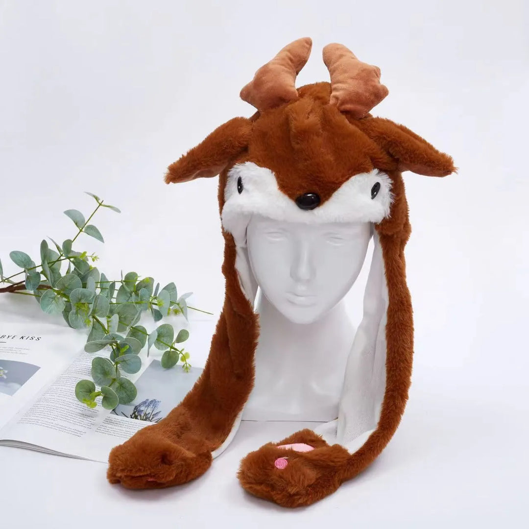 Cute Hat with Moving Ears - BunnyBounce Hat-Christmas Reindeer-Nora Luxe