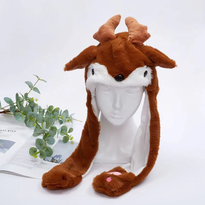 Cute Hat with Moving Ears - BunnyBounce Hat-Christmas Reindeer-Nora Luxe