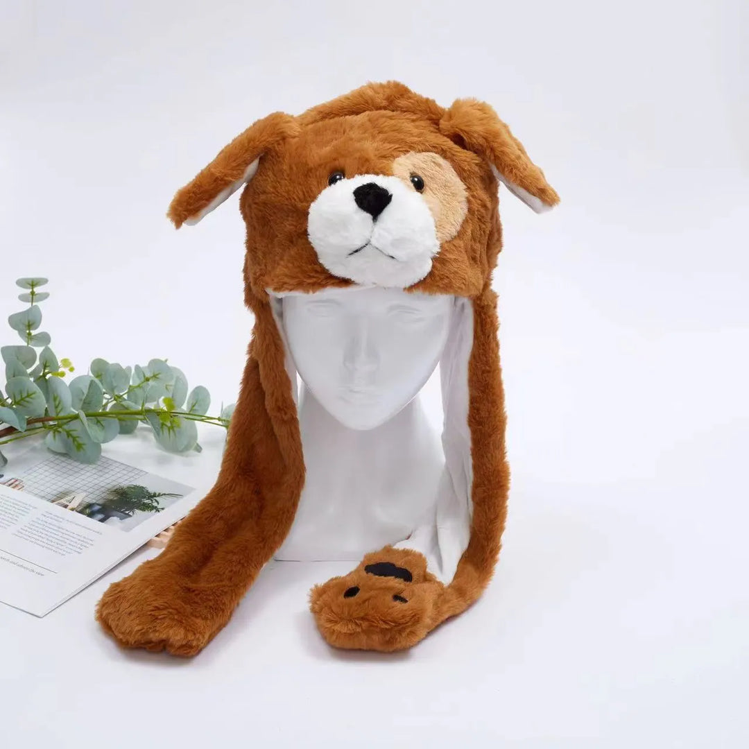 Cute Hat with Moving Ears - BunnyBounce Hat-Dark Brown dog-Nora Luxe