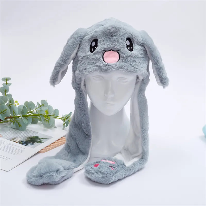 Cute Hat with Moving Ears - BunnyBounce Hat-Gray Rabbit-Nora Luxe