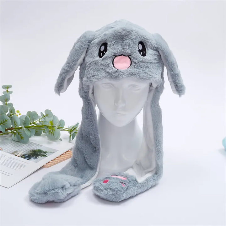 Cute Hat with Moving Ears - BunnyBounce Hat-Gray Rabbit-Nora Luxe