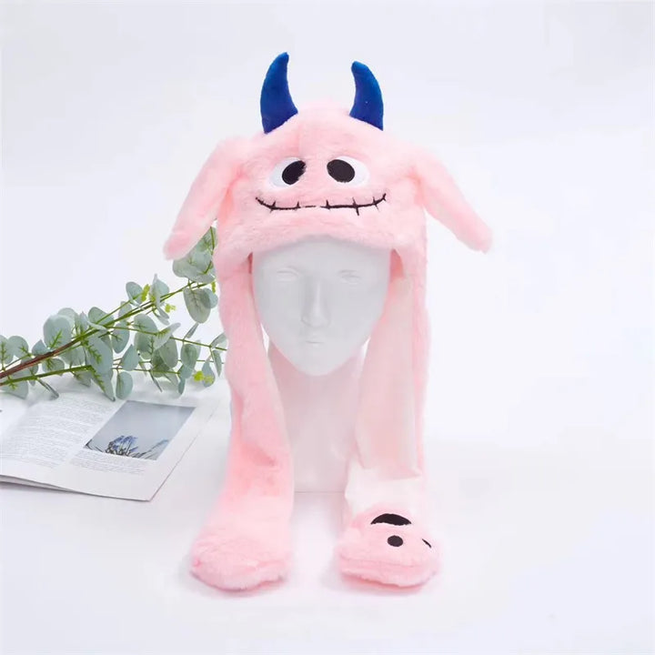 Cute Hat with Moving Ears - BunnyBounce Hat-Halloween Pink Monster-Nora Luxe