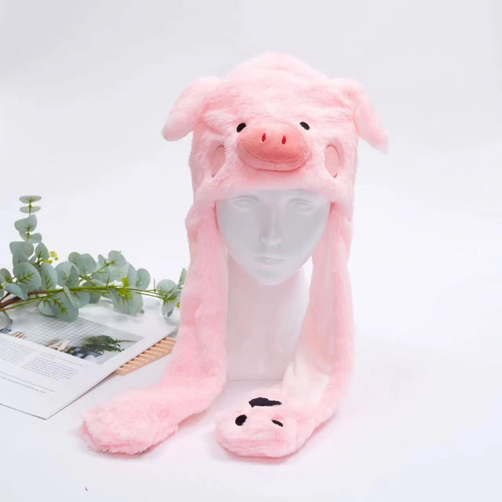 Cute Hat with Moving Ears - BunnyBounce Hat-Pig-Nora Luxe