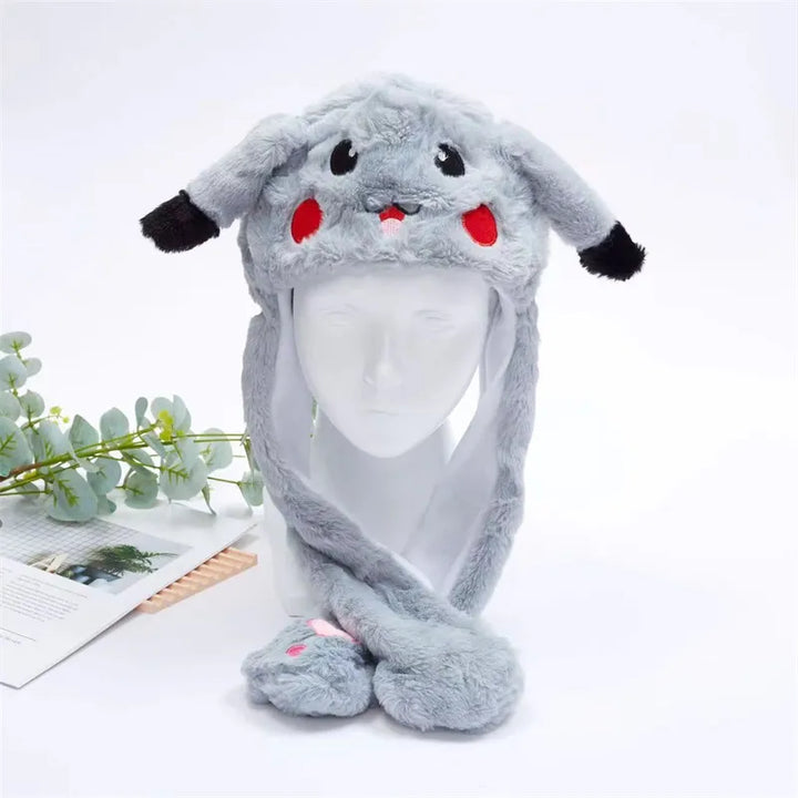 Cute Hat with Moving Ears - BunnyBounce Hat-Pikachu Gray-Nora Luxe
