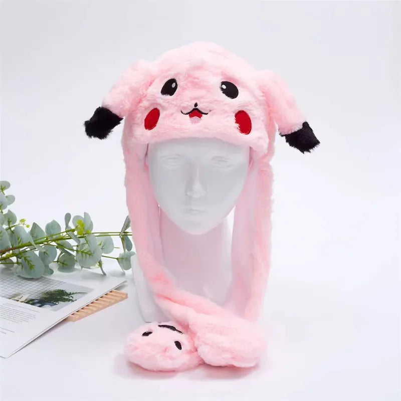 Cute Hat with Moving Ears - BunnyBounce Hat-Pikachu Pink-Nora Luxe