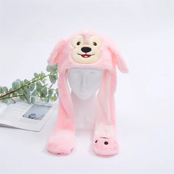 Cute Hat with Moving Ears - BunnyBounce Hat-Pink Monkey-Nora Luxe