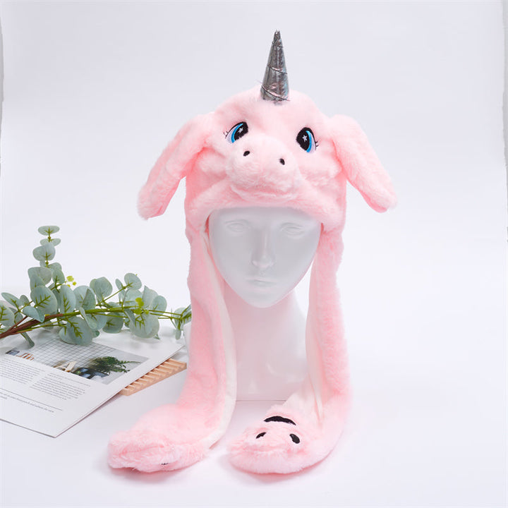 Cute Hat with Moving Ears - BunnyBounce Hat-Pink Unicorn-Nora Luxe