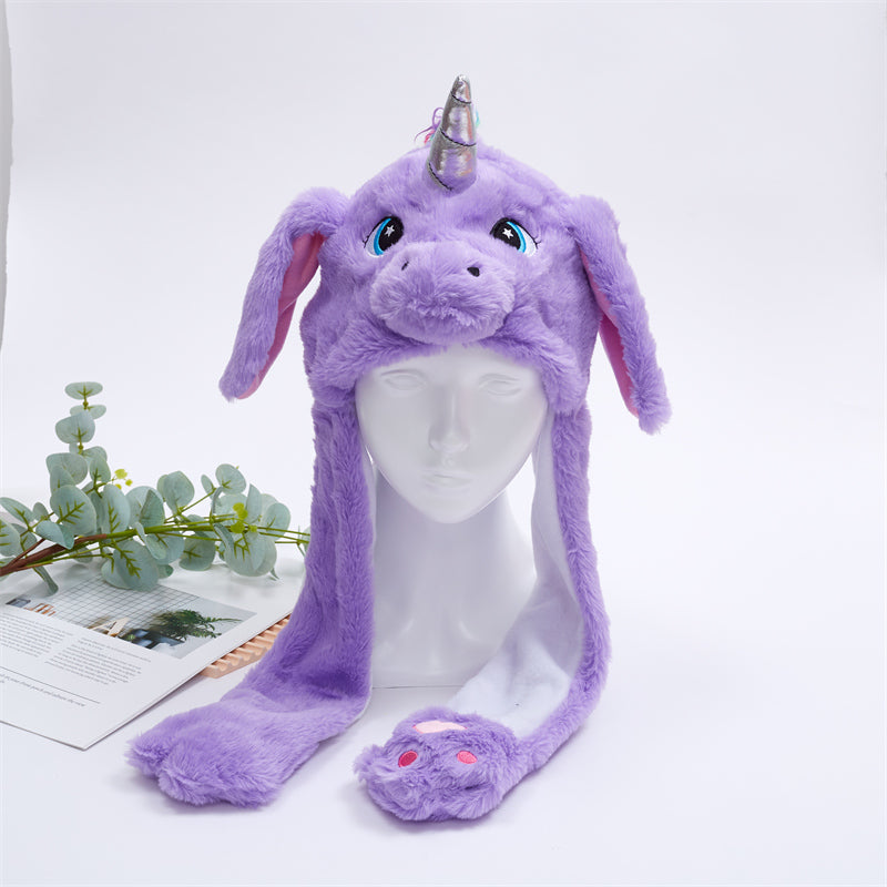 Cute Hat with Moving Ears - BunnyBounce Hat-Purple Unicorn-Nora Luxe
