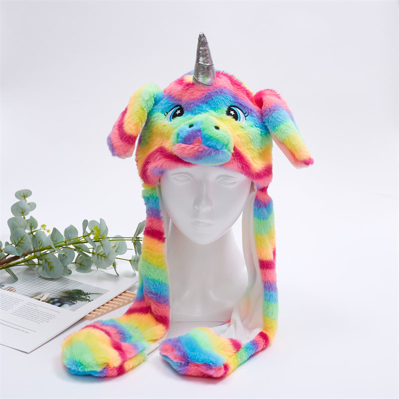 Cute Hat with Moving Ears - BunnyBounce Hat-Rainbow Unicorn-Nora Luxe