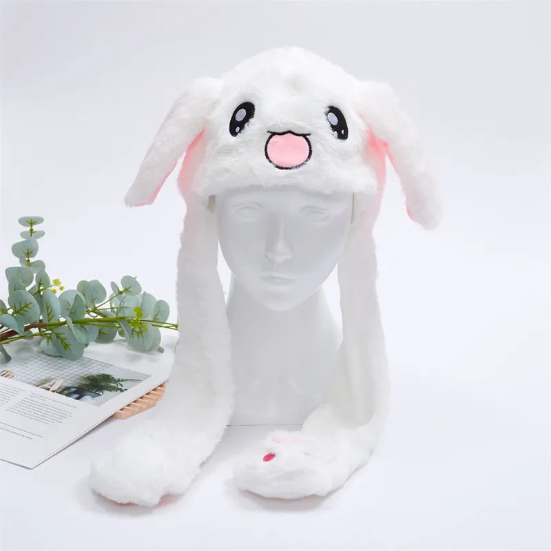 Cute Hat with Moving Ears - BunnyBounce Hat-White Rabbit-Nora Luxe