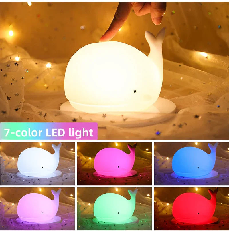 Cute Whale Night Light with Color Changing - GlowWhale-Nora Luxe
