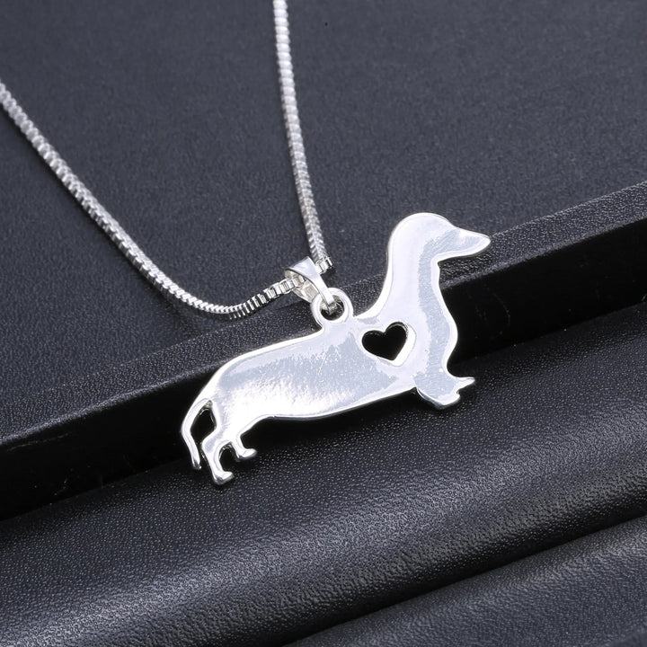 Dachshund Heart Silver Necklace | Sterling Silver Jewellery-Nora Luxe