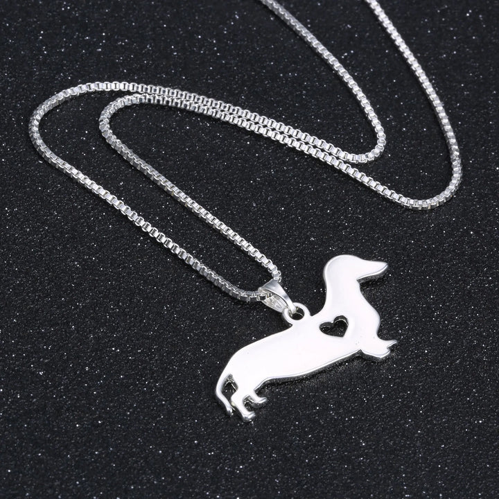 Dachshund Heart Silver Necklace | Sterling Silver Jewellery-Nora Luxe