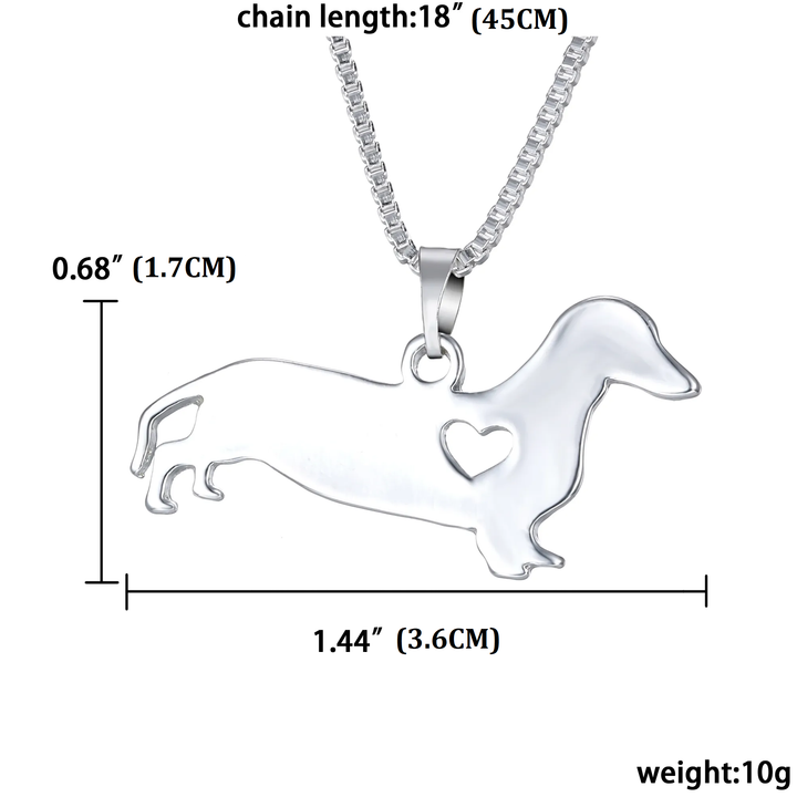 Dachshund Heart Silver Necklace | Sterling Silver Jewellery-Nora Luxe