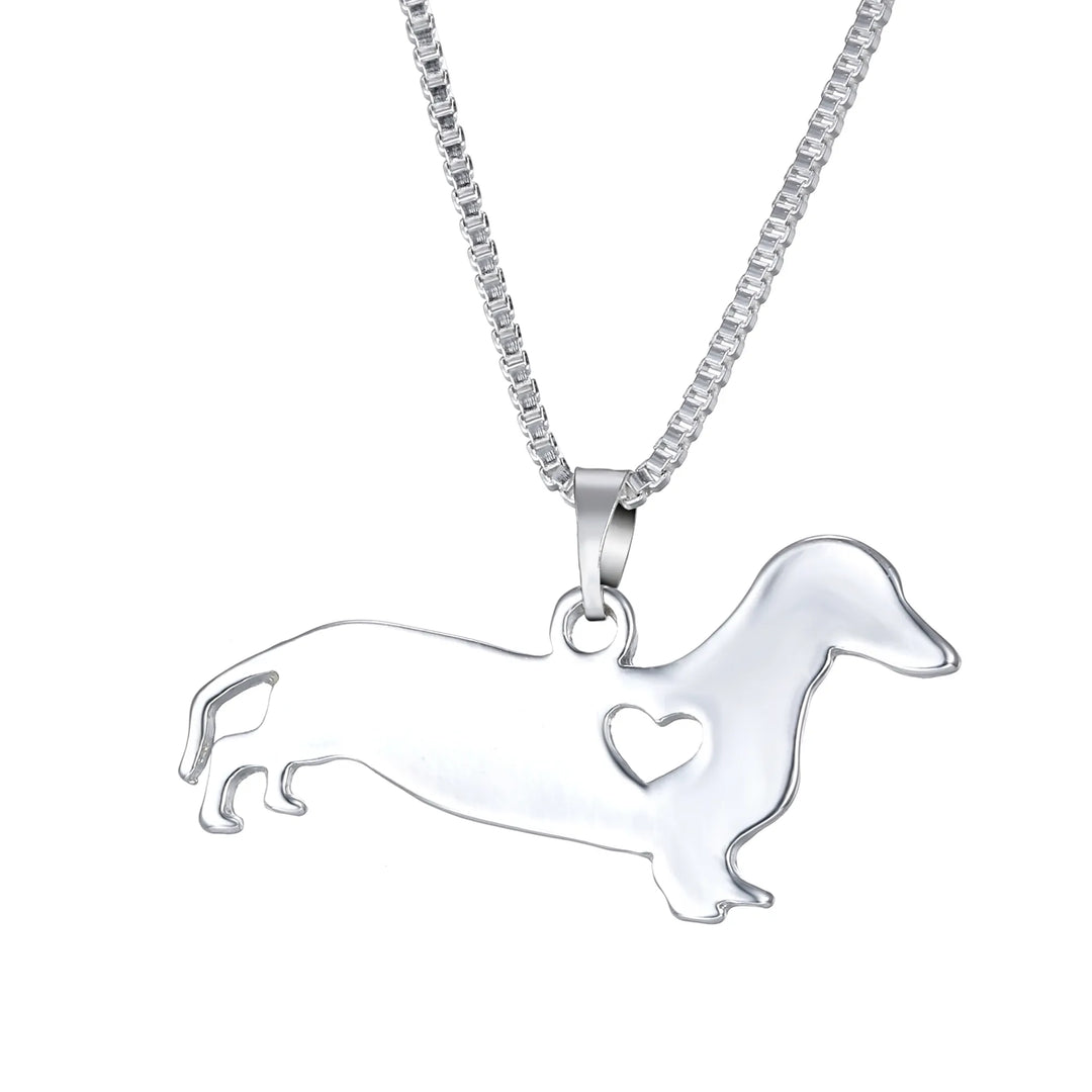 Dachshund Heart Silver Necklace | Sterling Silver Jewellery-Nora Luxe