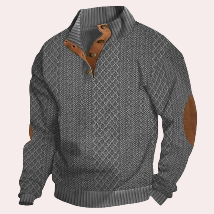 Dany - Warm Casual Men's Sweater with Button Closure-Gray-S-Nora Luxe