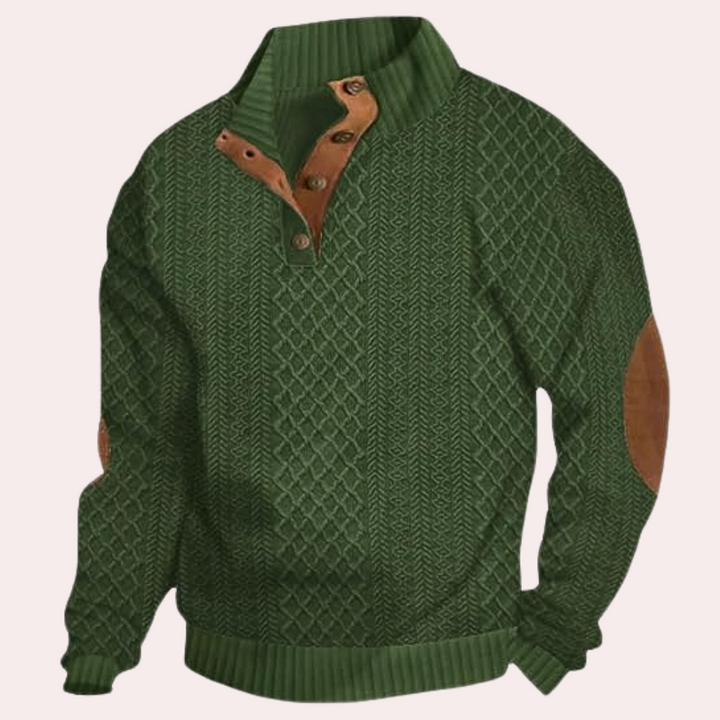 Dany - Warm Casual Men's Sweater with Button Closure-Green-S-Nora Luxe