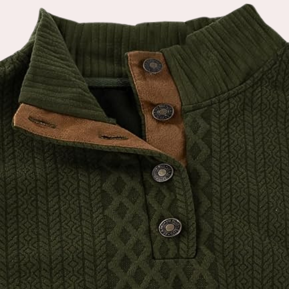 Dany - Warm Casual Men's Sweater with Button Closure-White-S-Nora Luxe