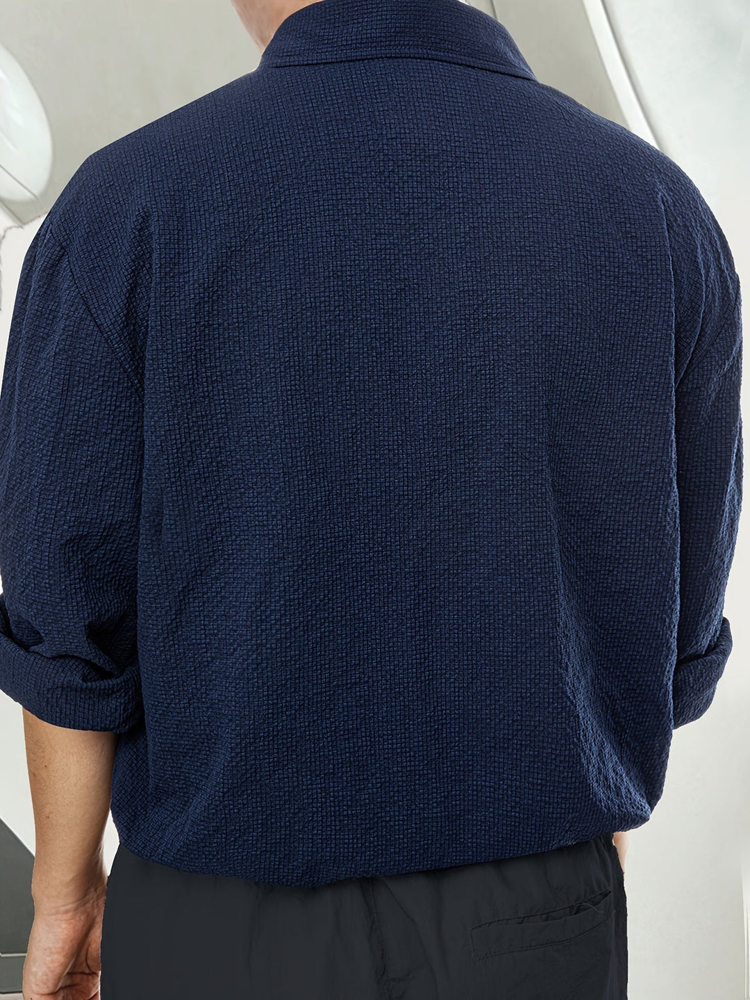Dark Blue Men's Shirt with Breast Pocket - Milo-S-Nora Luxe