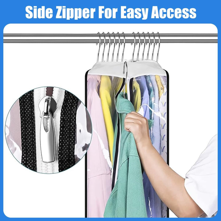 Clear Gusseted Garment Covers – 3-Pack Storage Bags with Side Zipper (Buy 1, Take 1 FREE)