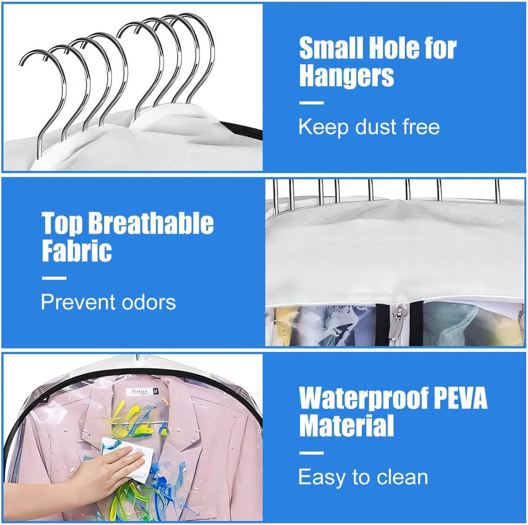 Clear Gusseted Garment Covers – 3-Pack Storage Bags with Side Zipper (Buy 1, Take 1 FREE)