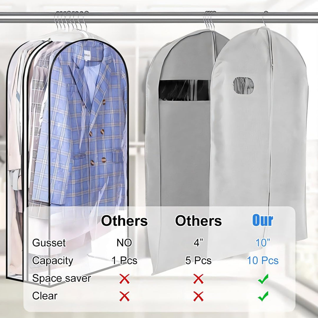 Clear Gusseted Garment Covers – 3-Pack Storage Bags with Side Zipper (Buy 1, Take 1 FREE)