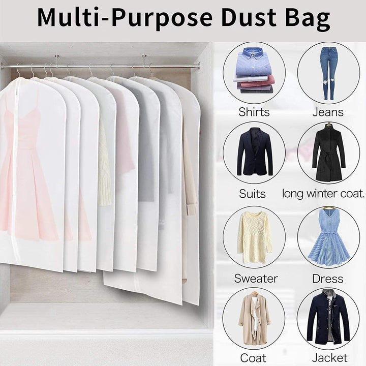Clear PEVA Garment Storage Bags – 12 Pack Dustproof Clothes Protectors – 1+1 FREE