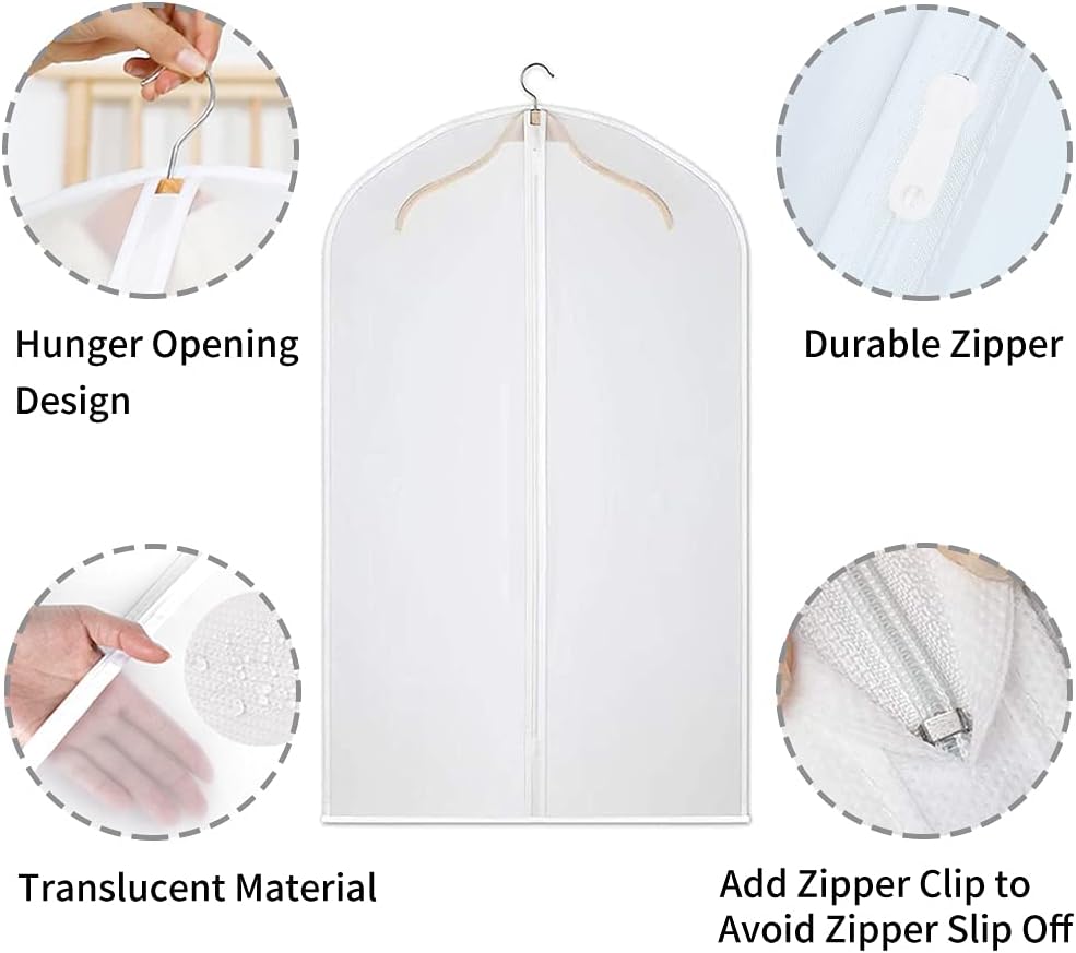 Clear PEVA Garment Storage Bags – 12 Pack Dustproof Clothes Protectors – 1+1 FREE