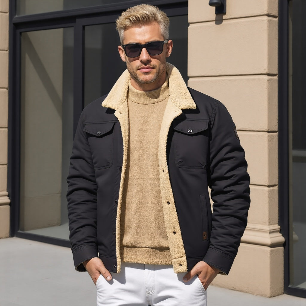 DEAVON - Timeless Bomber Jacket for Men-Black-S-Nora Luxe