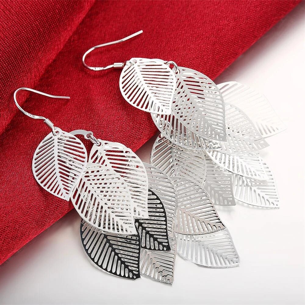 Delicate Layered Earrings With Leaves-Nora Luxe