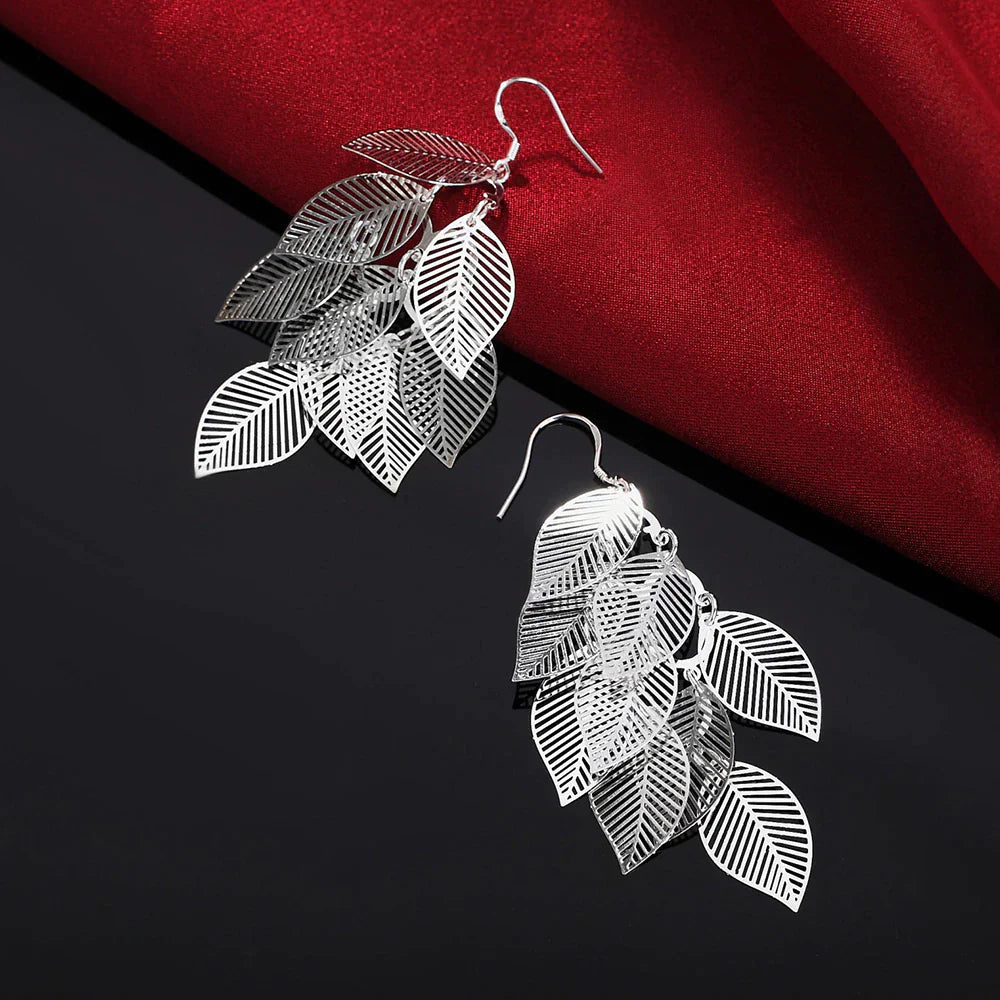 Delicate Layered Earrings With Leaves-Nora Luxe