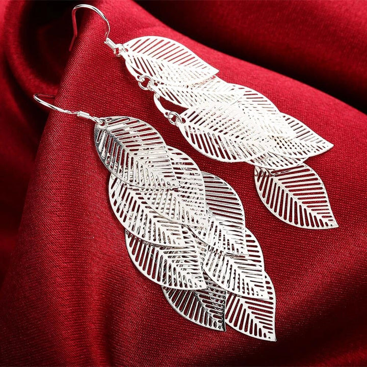 Delicate Layered Earrings With Leaves-Nora Luxe
