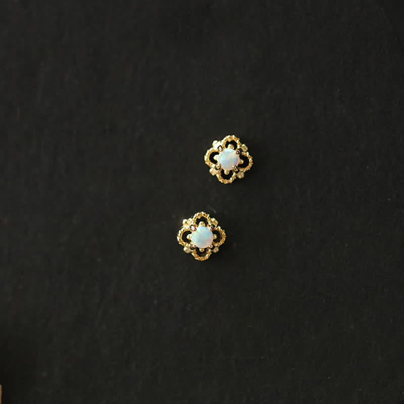 Delicate Vintage Earrings with Opal - Seraphina-Gold-Nora Luxe