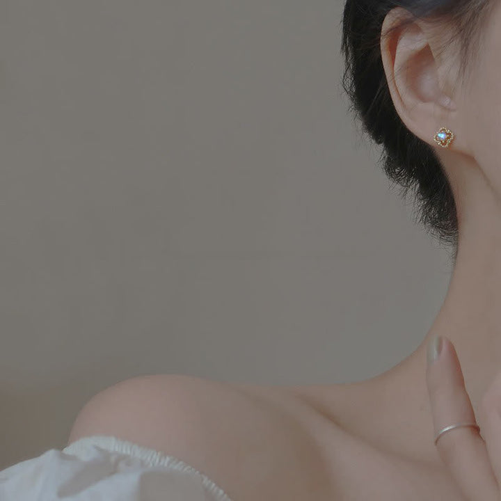 Delicate Vintage Earrings with Opal - Seraphina-Gold-Nora Luxe