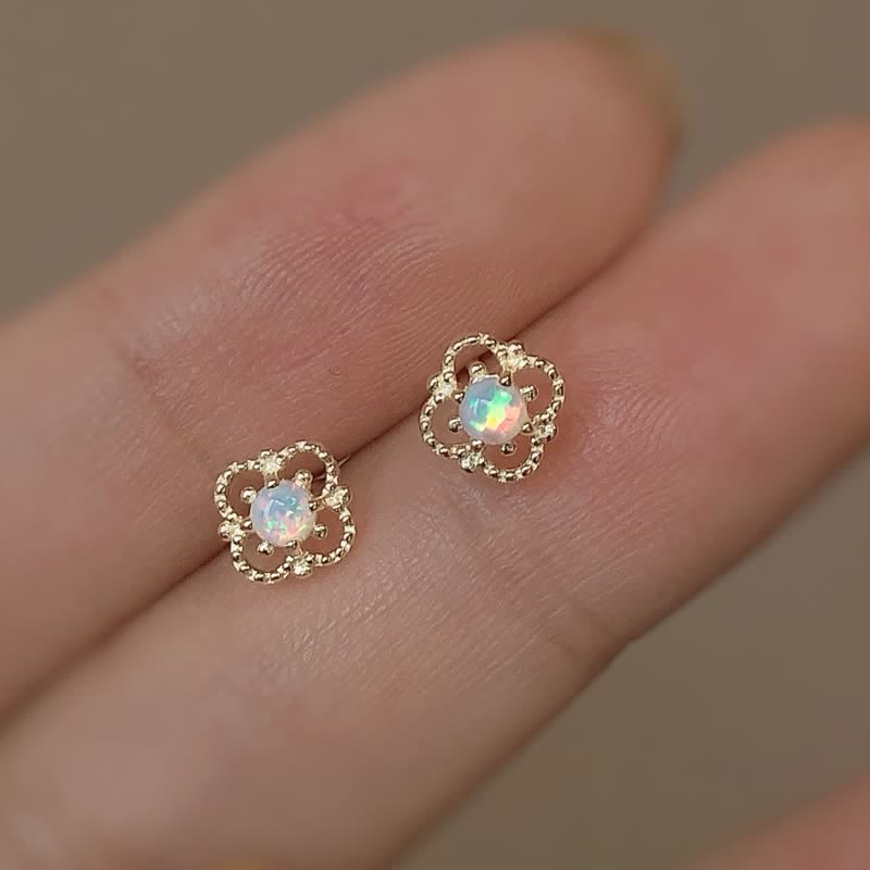 Delicate Vintage Earrings with Opal - Seraphina-Gold-Nora Luxe