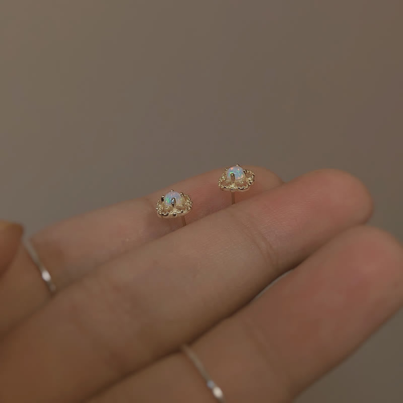 Delicate Vintage Earrings with Opal - Seraphina-Gold-Nora Luxe