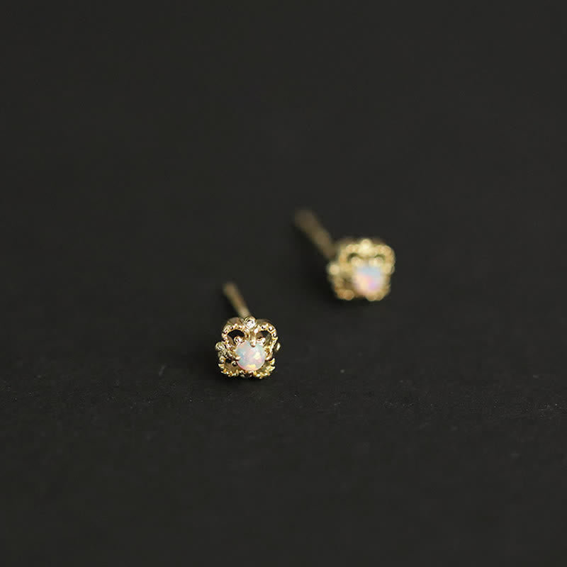 Delicate Vintage Earrings with Opal - Seraphina-Gold-Nora Luxe