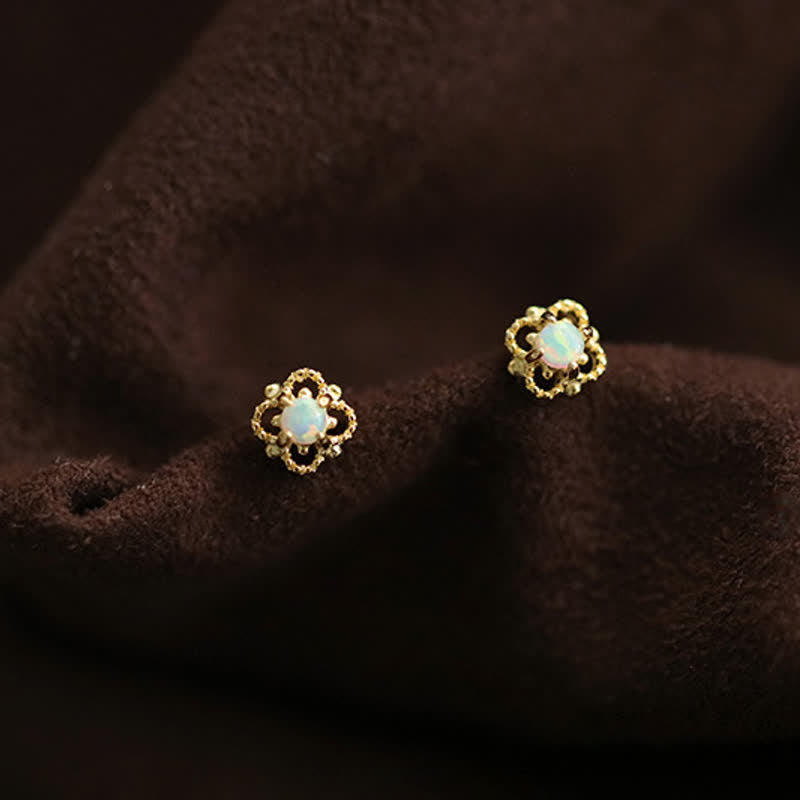 Delicate Vintage Earrings with Opal - Seraphina-Gold-Nora Luxe