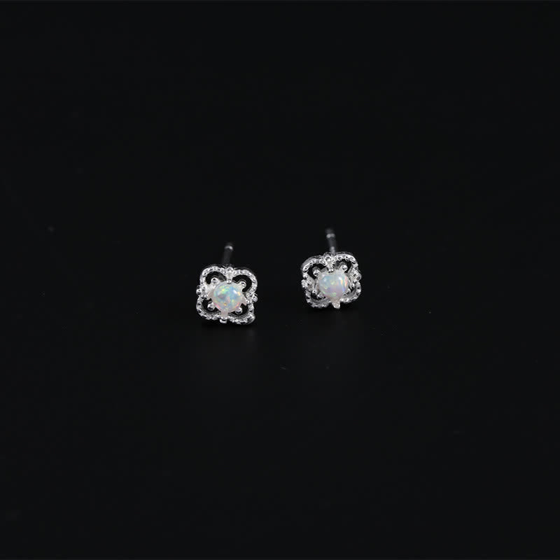 Delicate Vintage Earrings with Opal - Seraphina-Silver-Nora Luxe