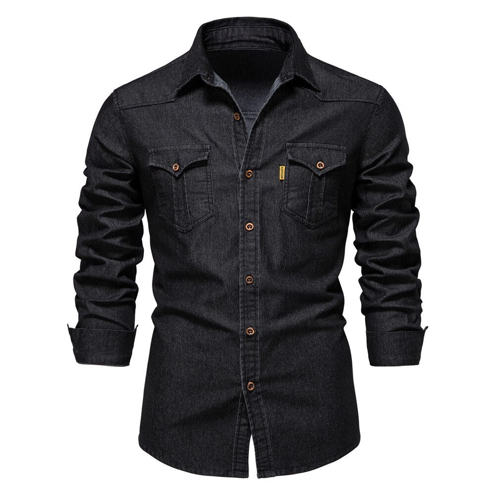 Denim Men's Shirt - Hugo-Black-S-Nora Luxe