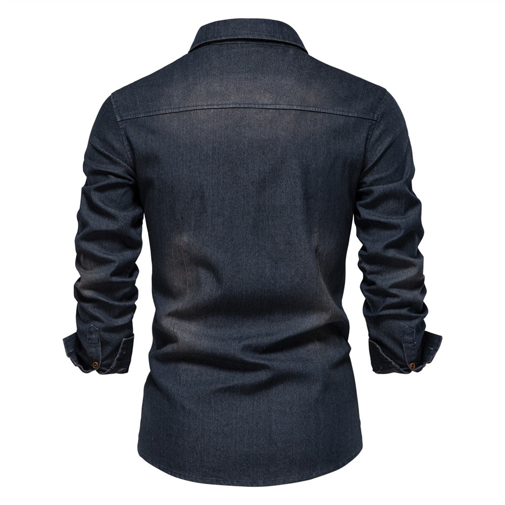Denim Men's Shirt - Hugo-Blue-S-Nora Luxe