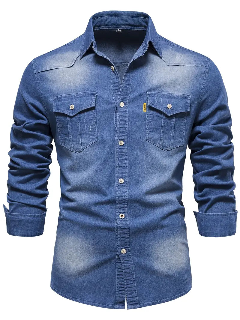 Denim Men's Shirt - Hugo-Blue-S-Nora Luxe