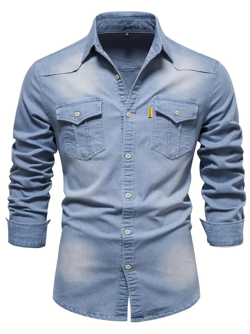 Denim Men's Shirt - Hugo-Light blue-S-Nora Luxe
