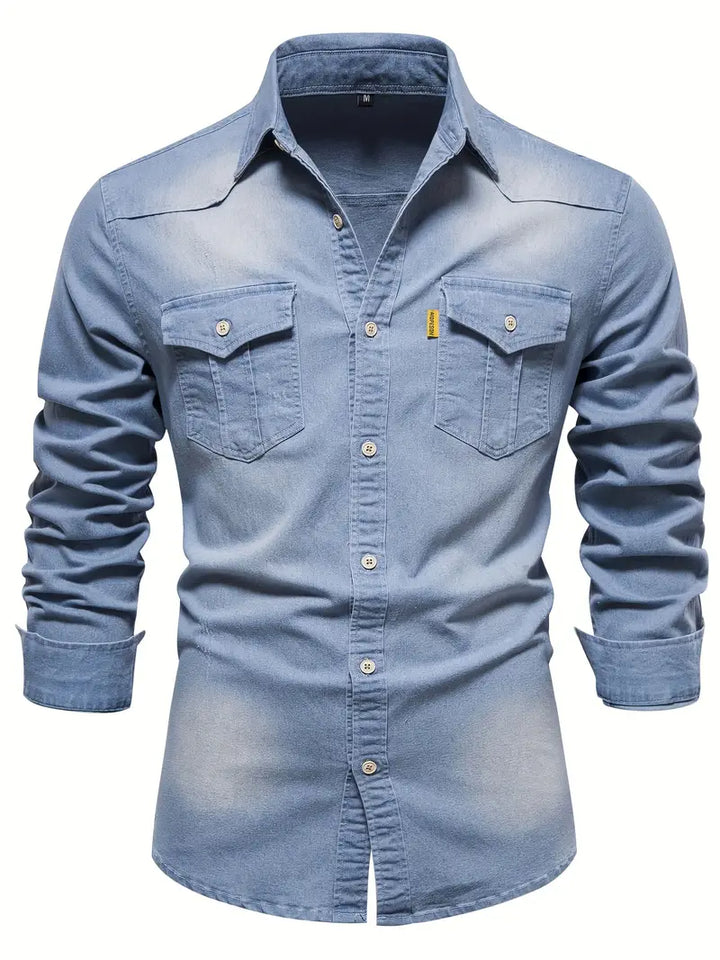 Denim Men's Shirt - Hugo-Light blue-S-Nora Luxe
