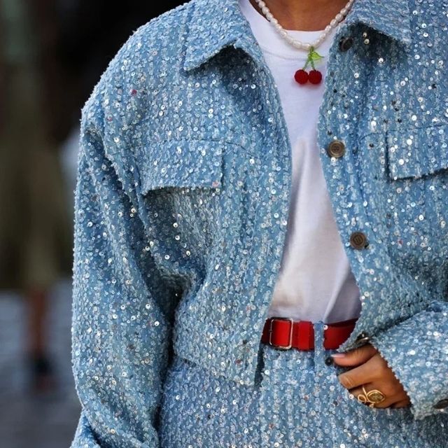Denim Set with Sequins - Nova-Blue-XS-Nora Luxe