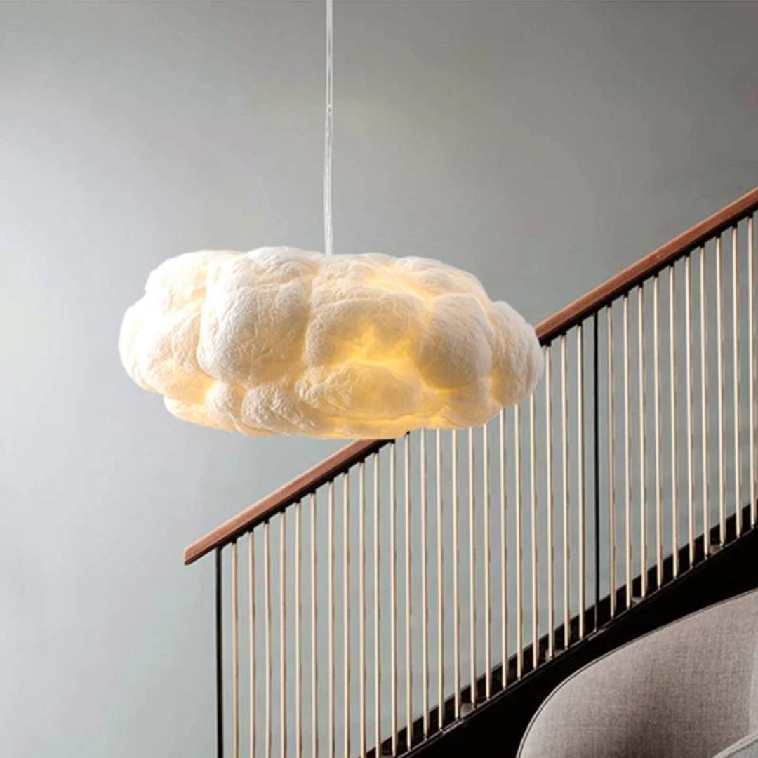 Design Cloud LED Pendant Light White PVC/Cotton - Nimbus-13.78 inches-Nora Luxe